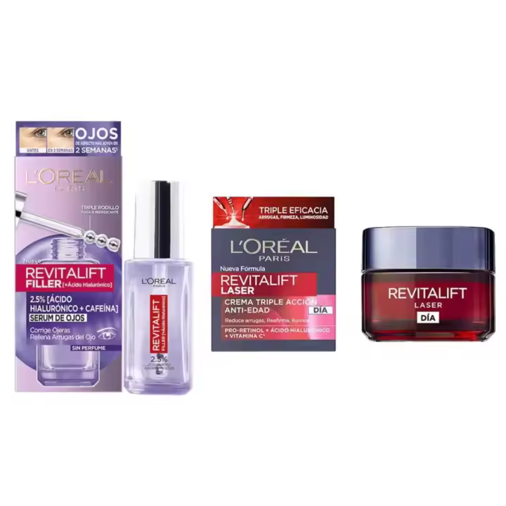 L'Oreal Pack - Revitalift Filler Sérum de Ojos 20ml. +   L'Oreal - Revitalift Laser crema Triple Acción Día 50ml. - 1