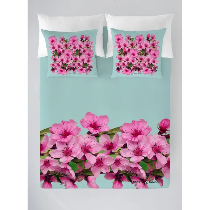 FUNDA NÓRDICA 100% ALGODÓN FLOR ALMENDRO CENEFA D&L DEVOTA & LOMBA FABRICADO EN ESPAÑA - 1