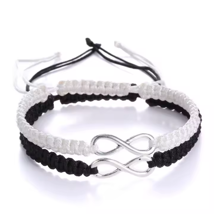 Juego De 2 Pulseras Infinito Hechas a Mano Retro Para Hombres Y Parejas Pulseras De Amistad Joyería Infinita Con Cierre De Toque - 1