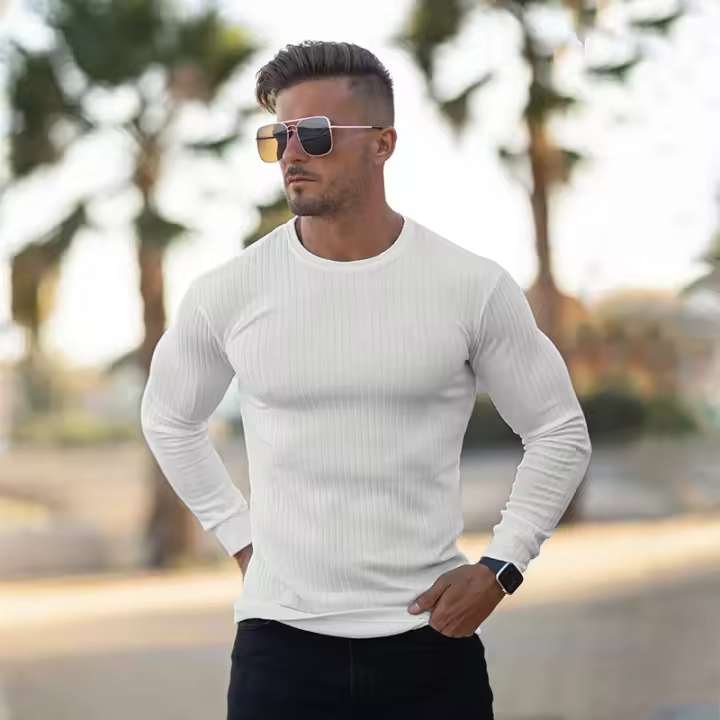Muscleguys Camiseta de Pullover Oversize para Hombres Color Sólido, Estampado, Poliéster para Otoño e Invierno - 1