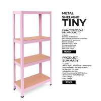 Ociodual Estanteria Metalica Tiny Rosa, Estante Ideal para Hogar, Estanterias Trastero, Muebles, Oficina, Estanterias Almacenaje Divisible, Sin Tornillos, 240kg, 4 Baldas MDF, 150x60x30cm - details 8