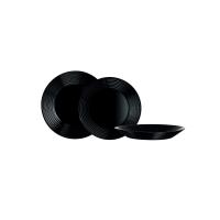 STARLEY - Set de 12 piezas - Elegante juego de platos negros: Plato hondo 23,5 cm, Plato llano 25 cm y Plato de postre 19 cm. ¡Estilo y calidad para tu mesa! - details 0