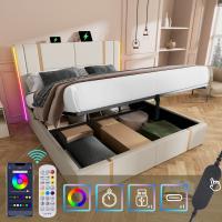Marco de Cama Multialmacén Doble Tapizado USB Type C + Control APP LED 140x200 - Diseño Silencioso, Espacio Duplicado & Estilo Minimalist Versátilla para Dormitory - details 6