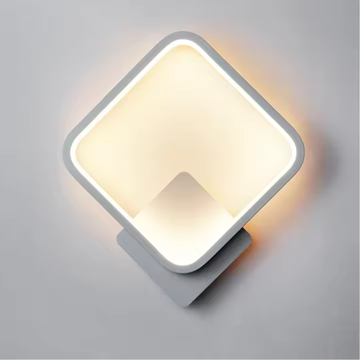 Aplique de pared interior LED de 12W, aplique de diseño cuadrado blanco, blanco cálido, blanco natural, blanco frío, tres modos de luz, RA≥85 - 1