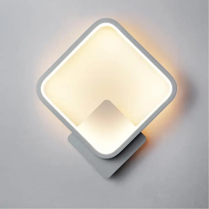 Aplique de pared interior LED de 12W, aplique de diseño cuadrado blanco, blanco cálido, blanco natural, blanco frío, tres modos de luz, RA≥85 - 1