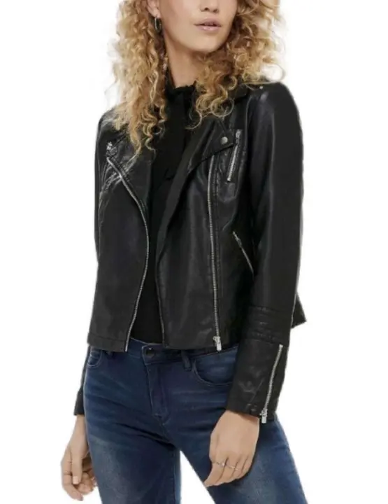 Cazadora Only Gemma negra tipo biker para mujer - 1