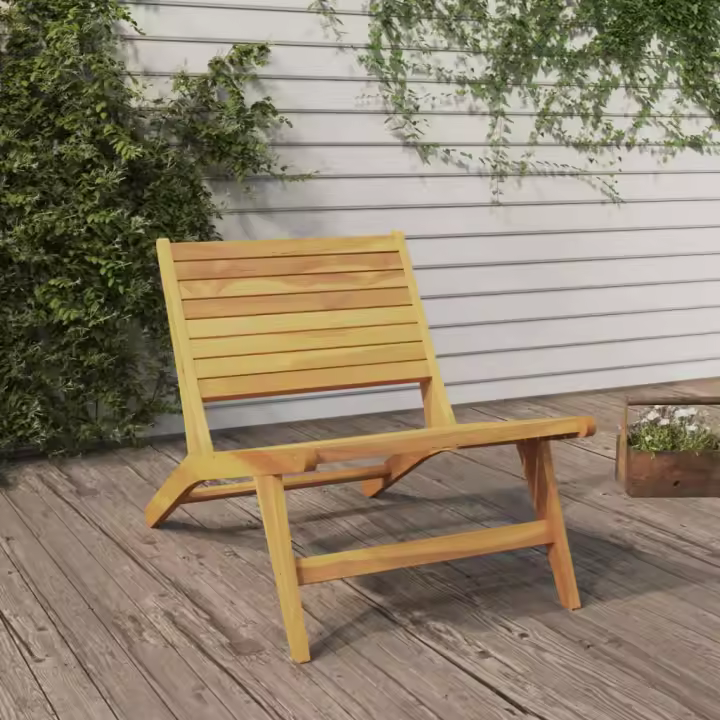 vidaXL Silla de jardín de madera maciza de teca sin reposapiés - 1