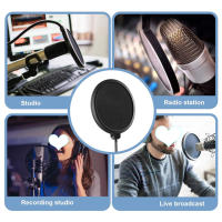 Filtro De Pops Para Micrófono Studio Doble Capa Con Tira Giratoria De 360° Flexible Accesorios Para Grabación Y Discurso Color Negro - details 2