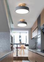 Lámpara De Techo Industrial Nórdica Para Entrada Sala De Estar Comedor Dormitorio Estudio Baño Luz Redonda De Madera Moderna - details 3