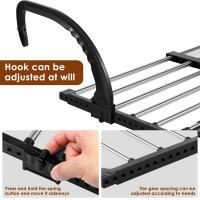 Nueva Estante De Secado De Ropa Plegable Y Extensible En Acero Inoxidable 42-72cm Para Zapatos Toallas Y Ropa Para Balcón - details 2