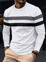 Camiseta De Manga Larga Para Hombre Primavera Otoño Moda Casual Cuello Redondo Splicing Antirrugas Ropa De Calle Top Secado Rápido - details 4