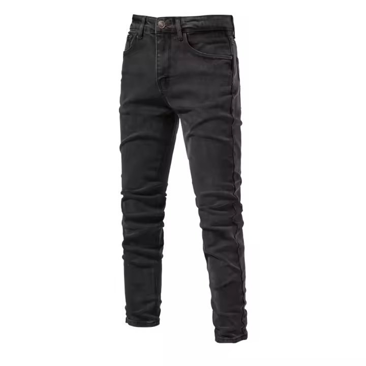 Pantalones rectos microelásticos informales de moda lavados de mezclilla personalizados para hombres nuevos de primavera y otoño - 1