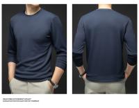 Camiseta De Manga Larga Para Hombre De Otoño Primavera Estilo Casual Sólido Calidad Superior Tops Básicos Clásicos Para Hombres - details 19