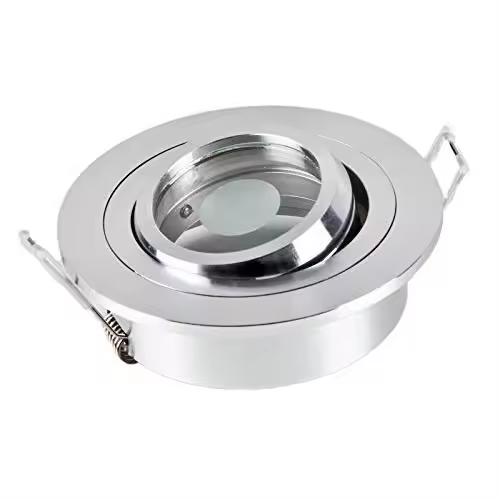 Foco redondo GU10 con base empotrada de aluminio, aluminio, plata - 1