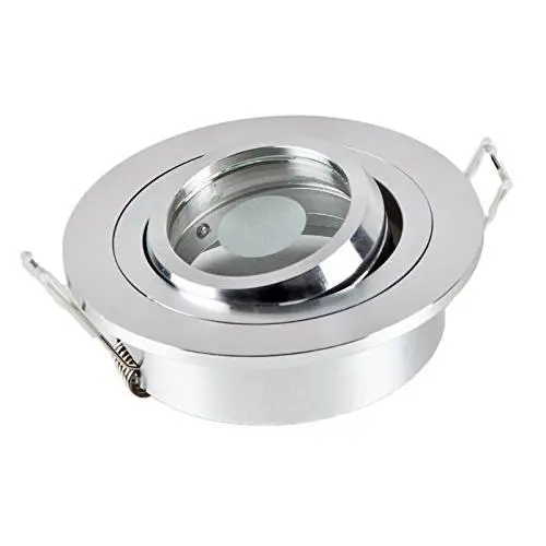Foco redondo GU10 con base empotrada de aluminio, aluminio, plata - 1
