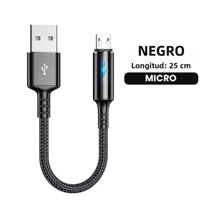 Cable USB Tipo C Corto 25cm 3A Carga Rápida Para iPhone Huawei Xiaomi Power Bank Cable De Datos Micro USB Lightning - 1