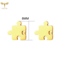 Pendientes Puzzle de Acero Inoxidable Dorado - Diseño Lúdico - Resistente Al Agua - Pack de 2 Unidades - details 2
