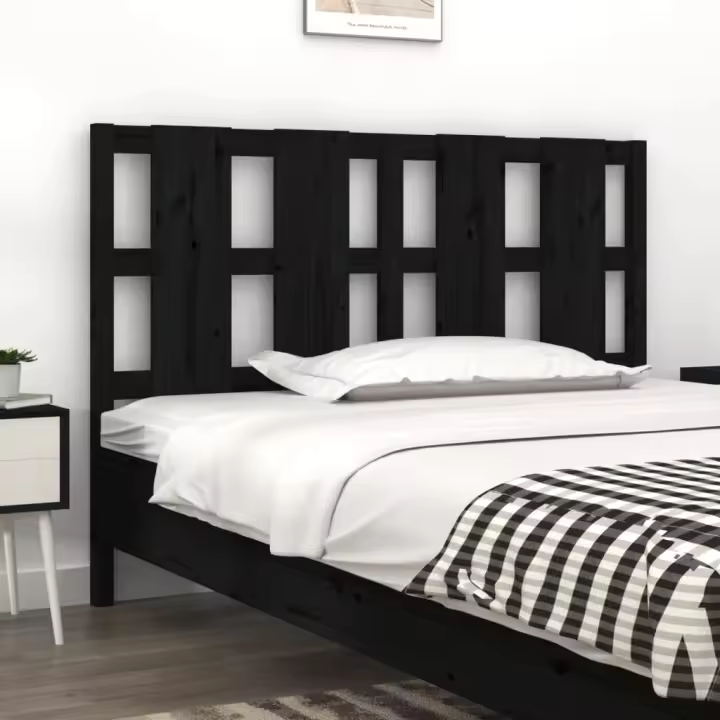 Cabecero de cama madera maciza de pino negro 125,5x4x100 cm - 1