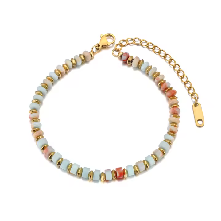 Pulsera De Cadena Con Piedras Naturales Coloridas Lokaer Para Mujer Joyería Bohemia De Acero Inoxidable Hecha a Mano B24096 - 1