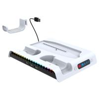 Base de refrigeración para consola PS5 Slim, soporte para Gamepad con flujo de aire de 3 velocidades, colgador de auriculares de carga con luces RGB - details 0