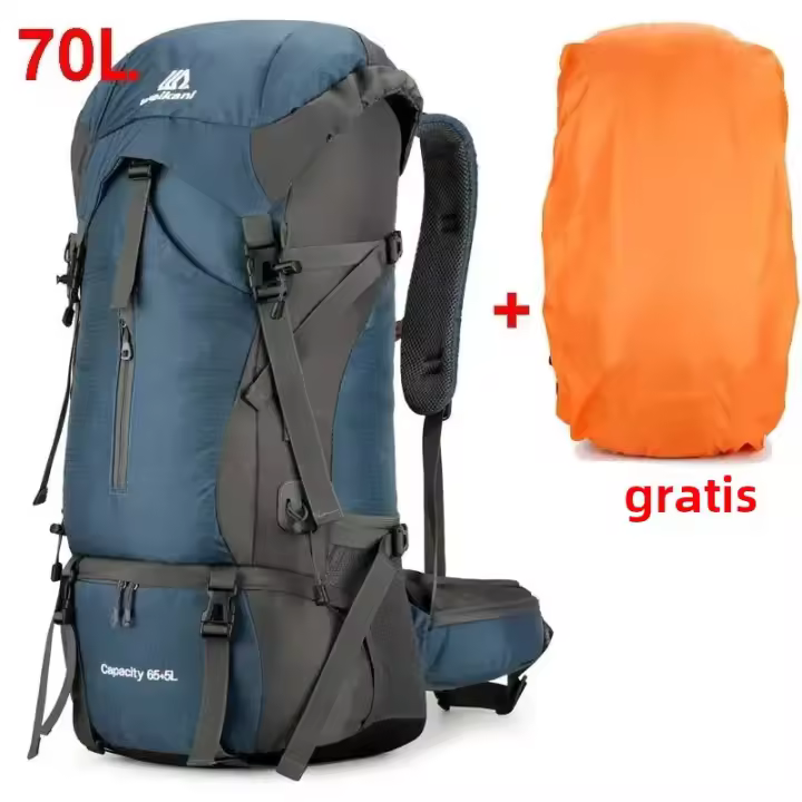 Mochila De Viaje Impermeable De Nylon Para Acampar Y Escalada Con Cubierta De Lluvia Para Hombres Bolsa De Hombro Para Montañismo Al Aire Libre - 1
