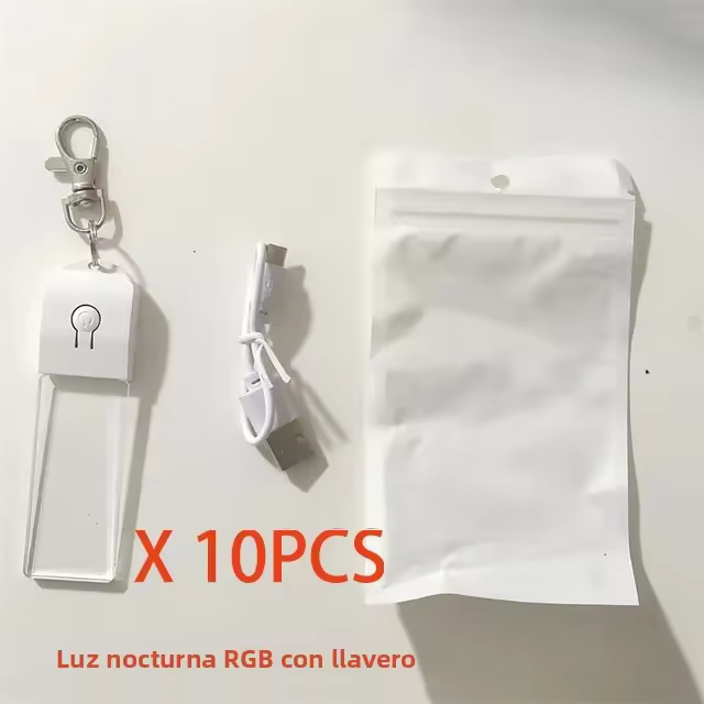 Llavero Recargable LED Con 7 Colores Acrylic Ring Luz Nocturna USB Fob De Batería Para Regalos De Navidad Novelty - 1