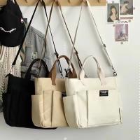 Bolso De Hombro Único De Lona Para Mujer Estudiante Capacidad Grande Estilo Minimalista Urbano Diagonal Cruzado Ecológico - details 6