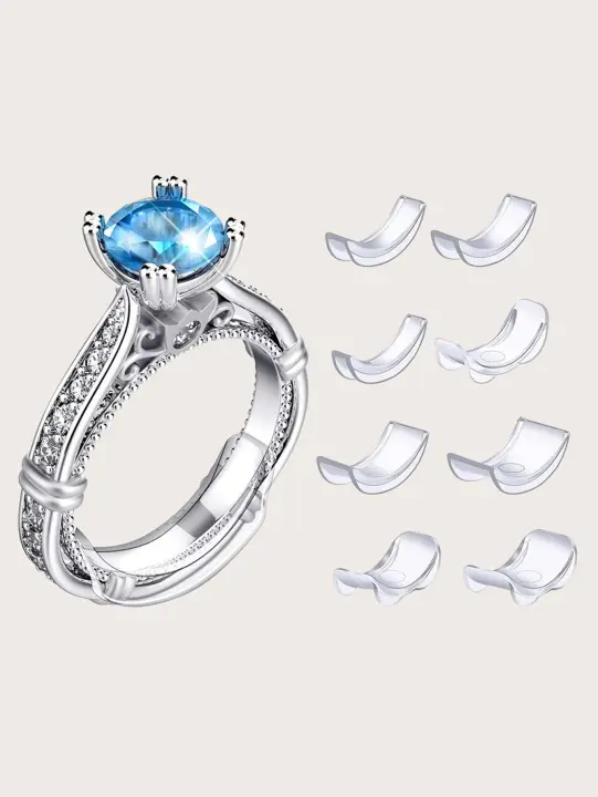 8Pcs Ajustador De Tamaño Invisible Para Anillos Sueltos Reductor Ajustable De Cualquier Anillo Herramientas De Joyería De Plástico - 1