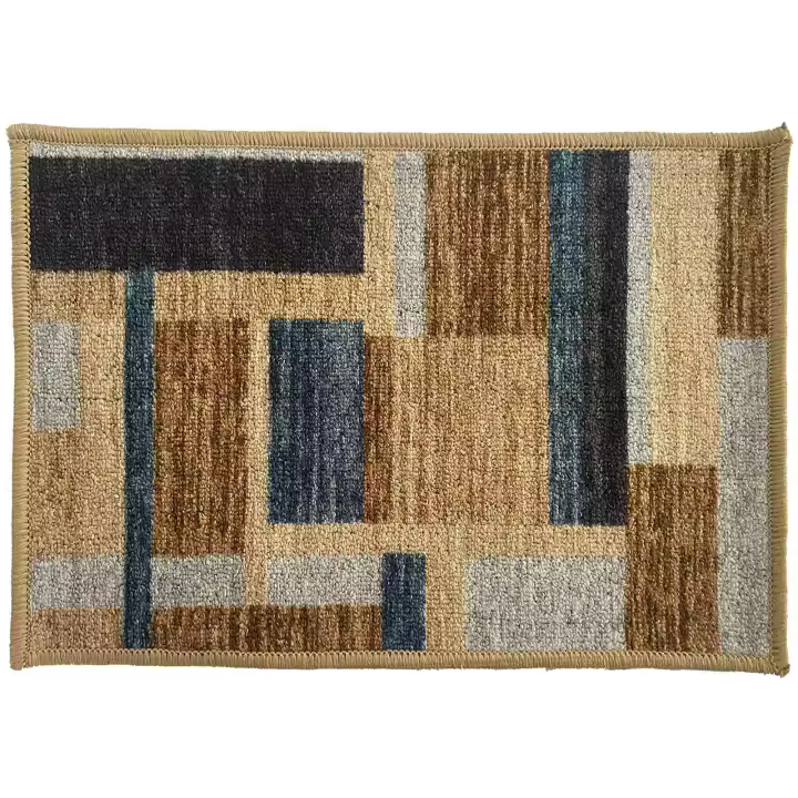 Alfombra de Entrada de casa Interior Sala Cocina cuadros azul marron moderna 50x80 7350001-37 - 1