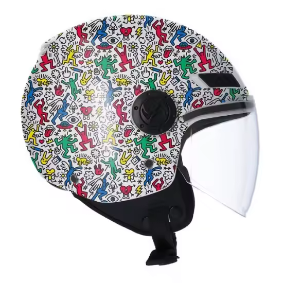 SHIRO Kioto Doodle live multicolor casco jet con pantalla 1867-76 - 1