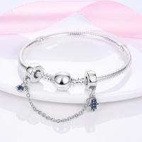 Cadena De Seguridad Platinada De Plata Con Bolas Para Pulsera Original Joyería Hecha a Medida Clip De Estopilla Charm Adecuado Para Joyería - details 7