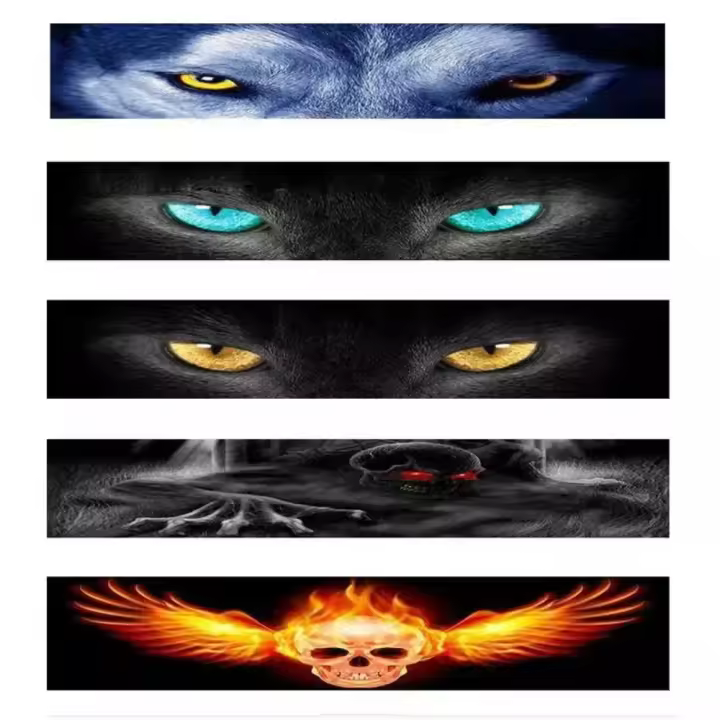 Pegatinas De Ventorznal Del Coche Con Efecto 3D Diseño Personalizado De Ojos De Lobo Y Patrón De Fantasma Interesantes Para Adornar El Parabrisas - 1