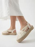 Calzados soraia, Alpargatas de plataforma para mujer con diseño de cintas cruzadas, sandalias de esparto con suela de yute trenzado, calzado casual de lino transpirable, sandalias planas con tira trasera elástica estilo boho. - details 7