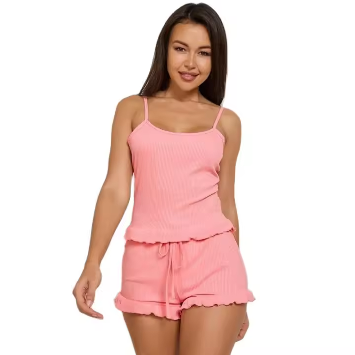 Conjunto De Pijama Para Mujer Ropa De Dormir Cómoda De Algodón Sintético Con Estilo Sexy Top De Hombros Y Shorts Shorts De Verano Casual Para El Hogar - 1