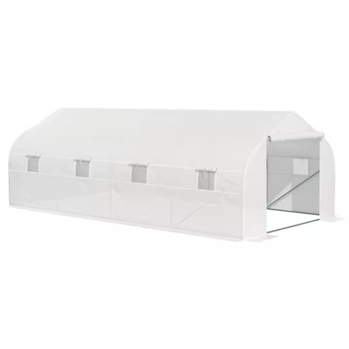 Outsunny Invernadero de Jardín 600x300x200 cm Tipo Túnel para Cultivo Plantas Verduras con 8 Ventanas Transpirables y Puerta Enrollable con Cremallera Acero - 1