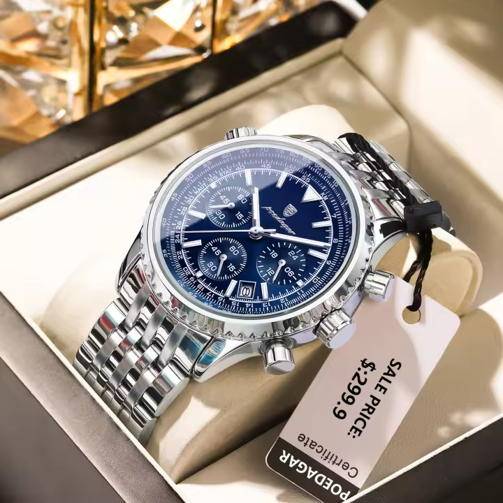 Reloj De Hombre POEDAGAR Militar Moda Resistente Al Agua Con Luminiscencia Y Fecha Cronógrafo Acero Inoxidable Lujo Quartzo Reloj De Pulsera - 1