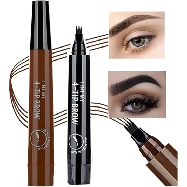 Lápiz para cejas, 2 tintes para cejas, lápiz para cejas, lápiz marrón oscuro, lápiz para cejas resistente al agua (marrón oscuro y negro) - 1
