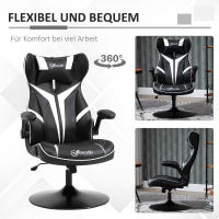 Silla Gaming Silla de ordenador ergonómica con función balancín Silla giratoria Mero regulable en Altura Negro + Blanco 67x75x106-112 cm - details 3