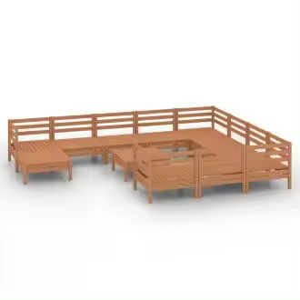 VIDAXL 3083312 pack mobiliario de 12 piezas de exterior fabricado en madera de pino maciza con acabado en marrón miel vida xl - 1