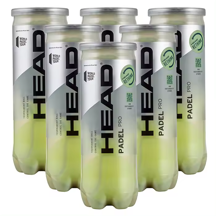 6 Botes Pelotas Head Padel Pro, Botes de 3 Bolas Profesionales de Gran Calidad, para un juego rápido. - 1