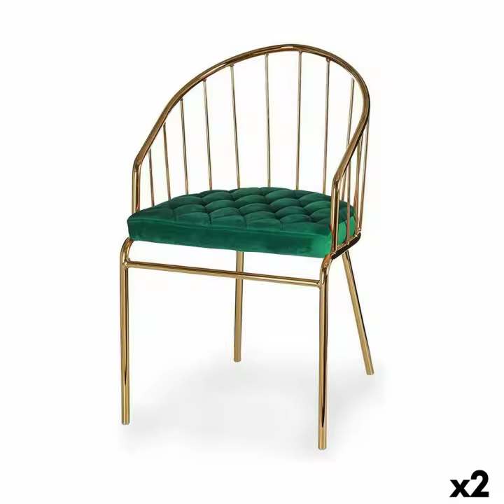 Silla Barras Verde Dorado 51 x 81 x 52 cm (2 Unidades) - 1