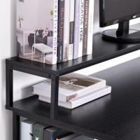 HOMCOM Mesa para Computadora Escritorio de Oficina Estudio con 3 Estantes Tabla Superior Patas con Almohadillas Ajustables Antideslizantes Marco Metálico 140x60x93 cm Negro - details 3