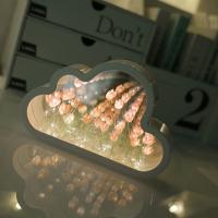 Lámpara De Ambiente Creativa De Tulipán Nube DIY Hecho a Mano Material Flor Decoración Para El Hogar Con Espejo Regalo De Cumpleaños O San Valentín - details 1