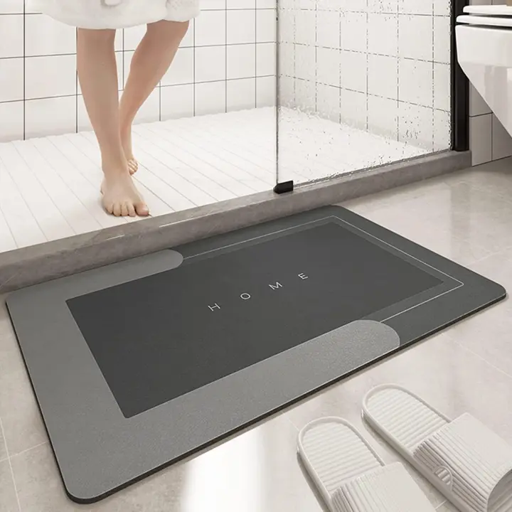 Alfombrilla de baño absorbente, antideslizante y antimoho, 60 x 40 cm, con diatomeas, para ducha, secado rápido, 4 capas de grosor. - 1