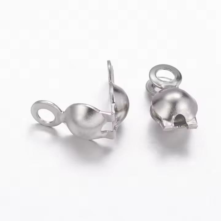 100pcs Tiras De Acero Inoxidable 304 Para Joyería Terminación Calotte Cubierta De Nudo Clamshell Color Acero Inoxidable 8.5x4mm Agujero: 1.5mm - 1