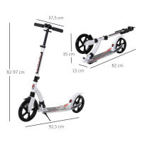 Scooter con amortiguación Regulable en Altura 14 + años Aluminio Blanco 92,5x37,5x87-101,5 cm - details 6