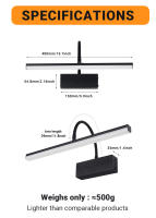 Lámpara De Pared Recargable LED Flexible Y Ajustable 40cm Sconce Interno Luz De Pared Inalámbrica Para Decoración De Hogar Moderna Color Negro - details 8