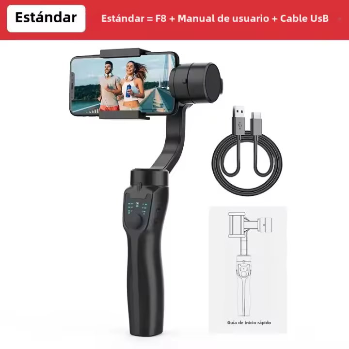 QAML-Soporte de mano para teléfono móvil, de 3 ejes cardán, estabilizador de grabación de vídeo antivibración para Xiaomi, iPhone y Smartphone, F8 - 1