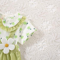Vestido De Verano Para Bebé Niña Con Pétalos De Algodón Corto Con Mangas Y Tirantes Doble Capa Estilo Cute Para Niñas De 0 a 3 Años - details 8