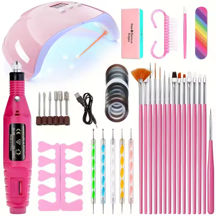 YIKOOLIN Kit De Manicura Profesional Con Lámpara LED UV Y Máquina De Taladro Eléctrica 20000RPM Set Completo Para Principiantes - 1